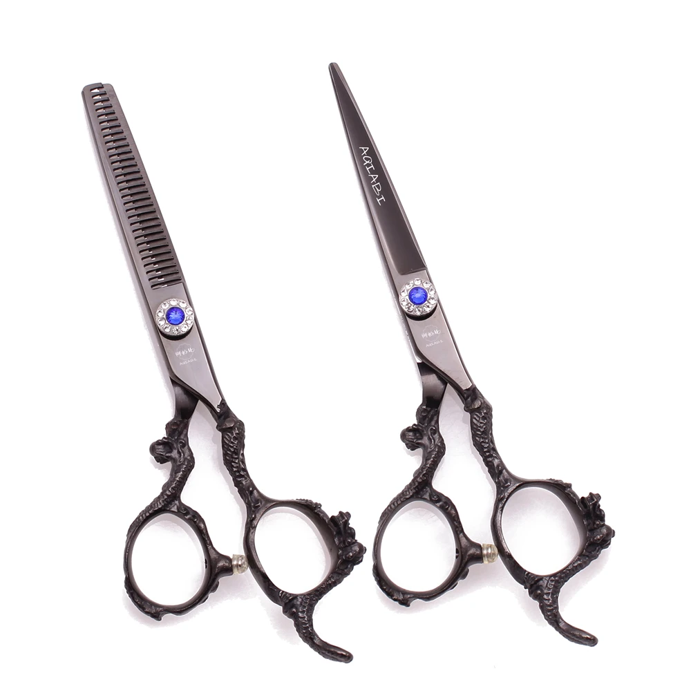 Профессиональные ножницы для волос AQIABI, 5,5 дюйма, 6 дюймов, JP, ножницы из нержавеющей стали для стрижки волос, филировочные ножницы черного цвета A9003