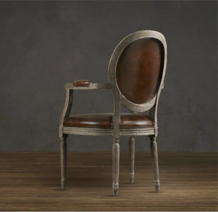 European Wooden Antique Dining Chair American Leisure Coffee Chairs Hotel Retro Negotiation Dressing Stool