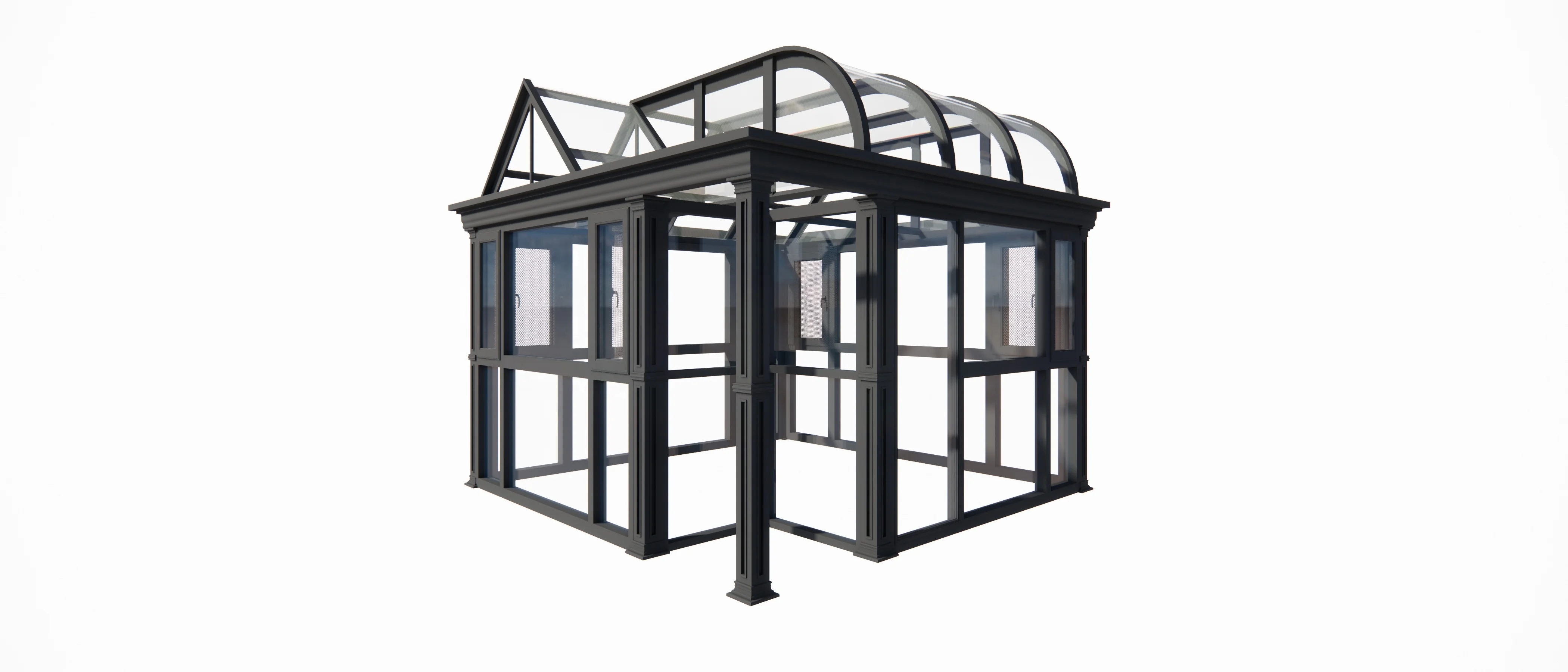 Steel Structure winter garden free standing sunroom Aluminum Frame flat roof sunroom slant roof sunroom