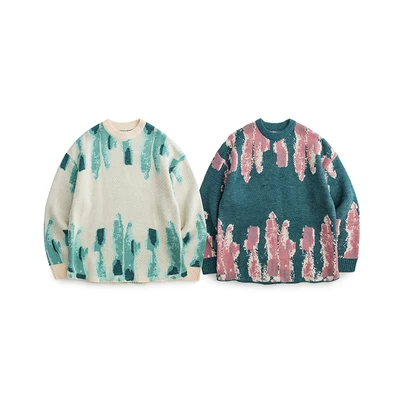 2022 Fashion OEM & ODM Tie-Dye Fabric Sweater Crew Neck Sweater Unisex Winter Sweater With High Quality