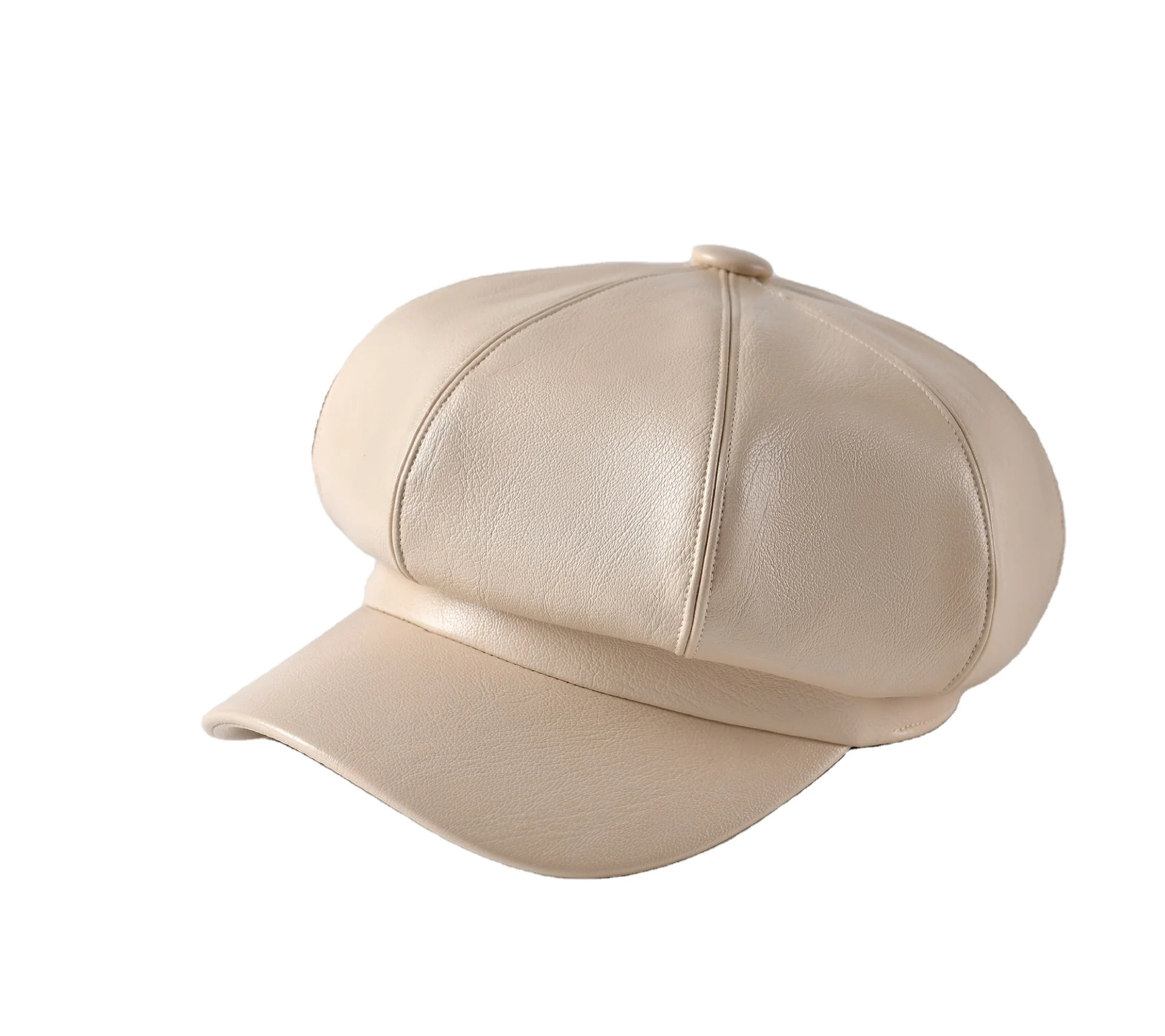 Fashion Pu Leather Beret Hats Winter Octagonal Cap Newsboy Caps for girls