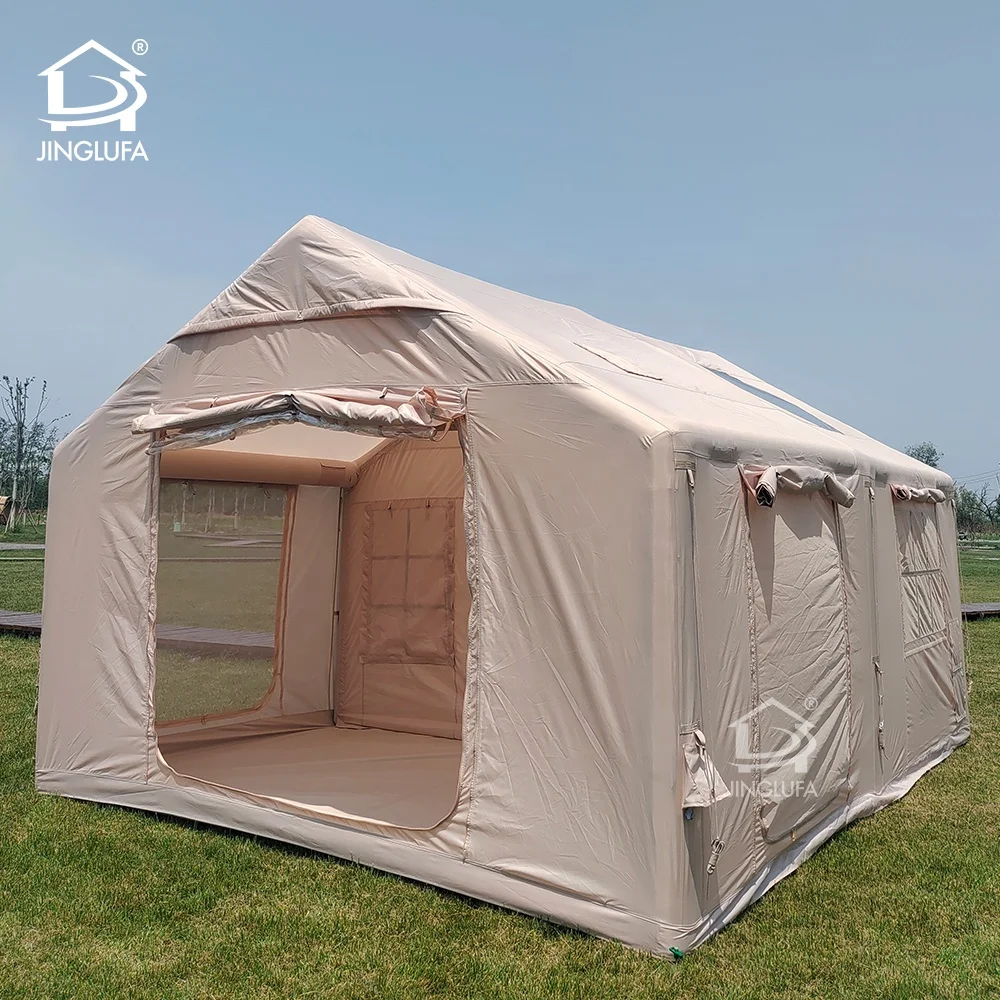 waterproof jinglufa inflatable tent outdoor canvas air camping tent inflatable house with pump