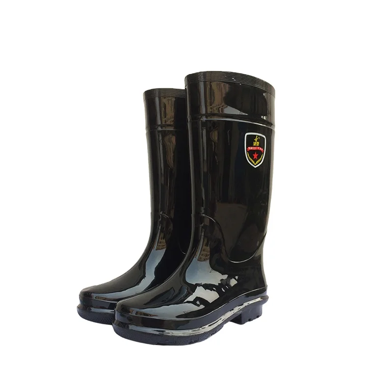 Wholesale Safety PVC Gum Boots for Industry, Fishing Men  Manufacturer Waterproof Rubber Wellington Black Shiny Rain Boots