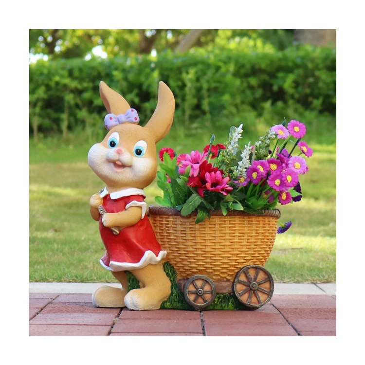 Hot Selling Resin Animal Cement Decor Planter Pots Large Fiberglass Rabbit Statue Sculpture