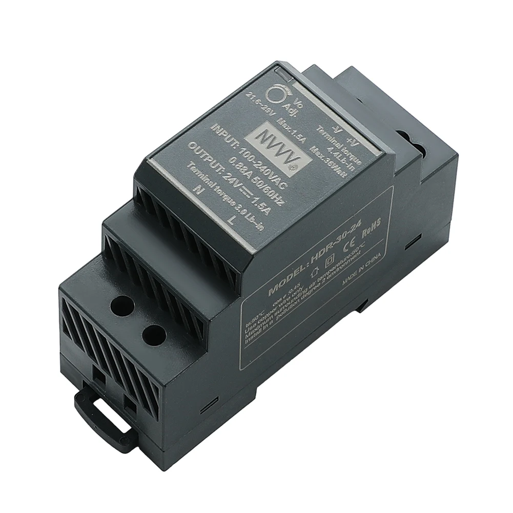 NVVV HDR-30-24  AC to DC 30W dc power supply DIN Rail 24v 1.25A Industrial power Switching Power Supply for industrial