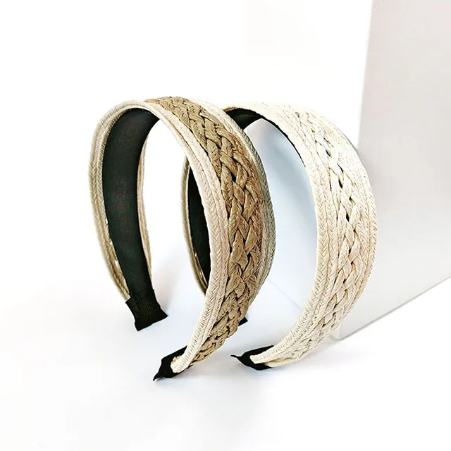 
2021 New Fashion Linen Woven Headband Temperament Out Of All-Match Headband Hairpin Straw Mat Headgear Female 