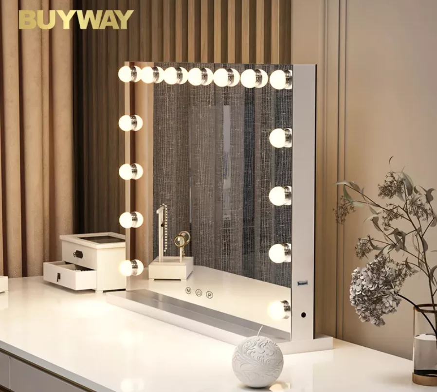 T Smart Mirror Light Hollywood LED Vanity Illuminated Table Makeup Mirror With Bulbs