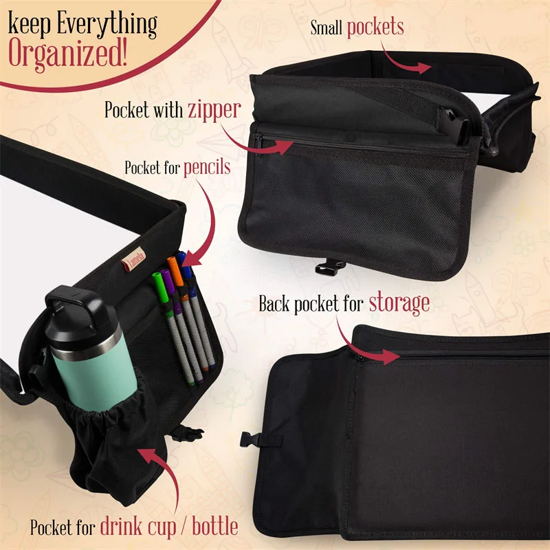 Collapsible kids car seat organizer tray foldable kids travel play tray Multifunctional Kids Travel Tray