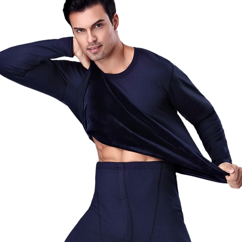 Новый Зимний утепленный бархатный теплый костюм для мужчин среднего и пожилого возраста, термобелье, теплая Пижама