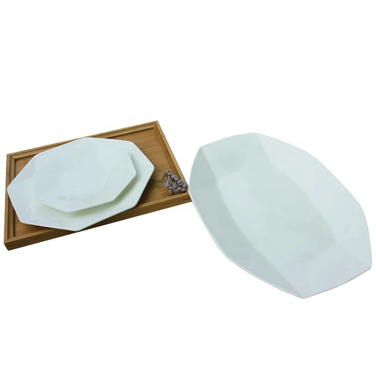 custom made octagon fine china royal white crockery porcelain ceramic tableware dinnerware sets