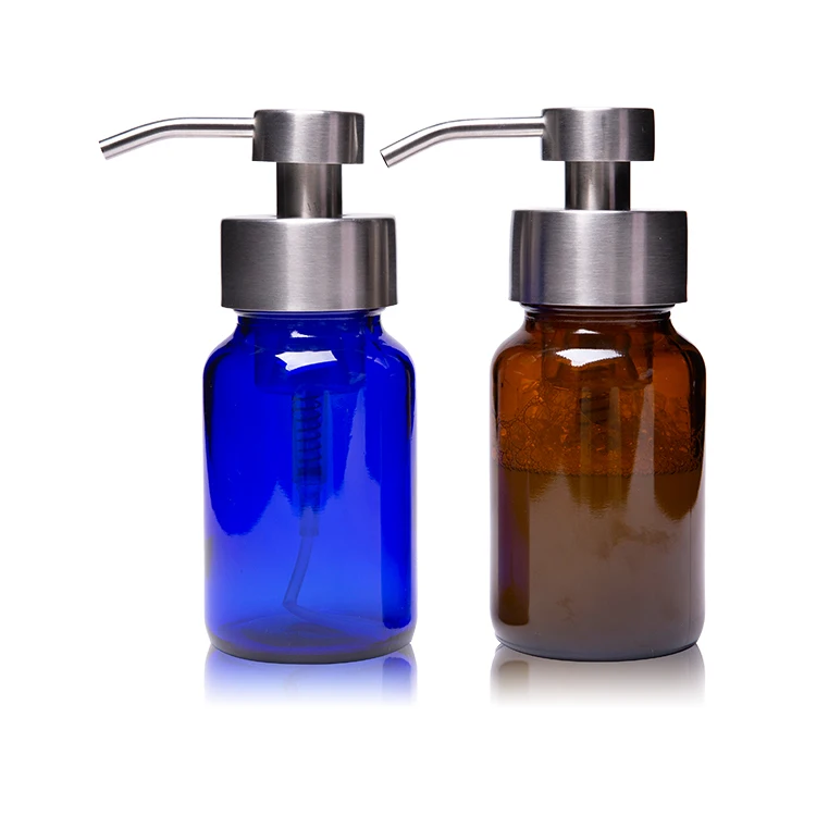 Wholesale Empty 8oz 250ml Amber Round Glass Foaming Hand Soap Pump Dispenser Bottles