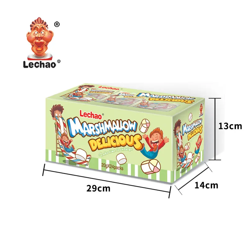 Christmas Marshmallow Candy Manufacturing 20g Colorful Roll Shape Cotton Candy Delicious Sweet Snack Halal Marshmallow Bar