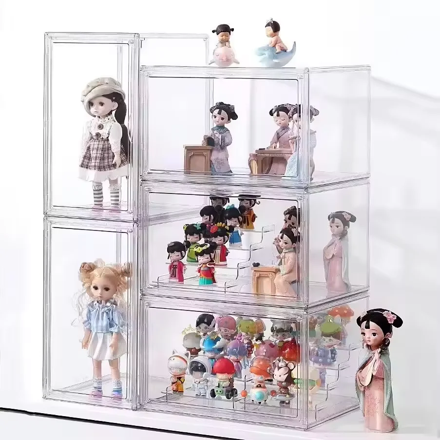 Custom Dustproof Clear Acrylic Display Case Multipurpose Handbag and Shoe Box Storage Organizer with Magnetic Door