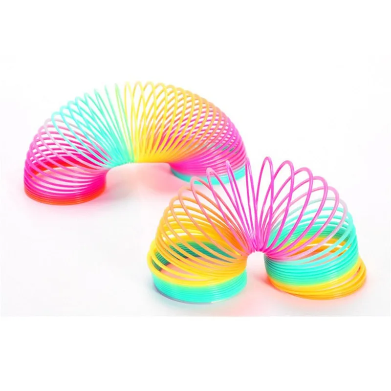 Wholesales Other Classic Toys Folding Plastic Spring Coil Rainbow Coiled Spring Jumping Toy