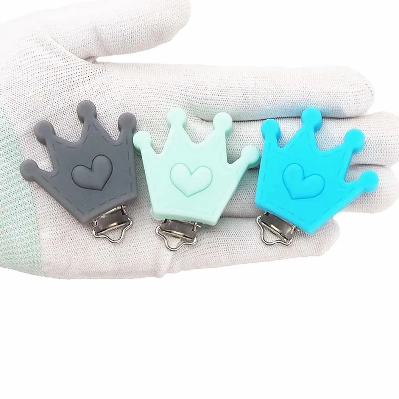Wholesale Pacifier Teething Soft Multicolor Silicone Baby Crown Clip