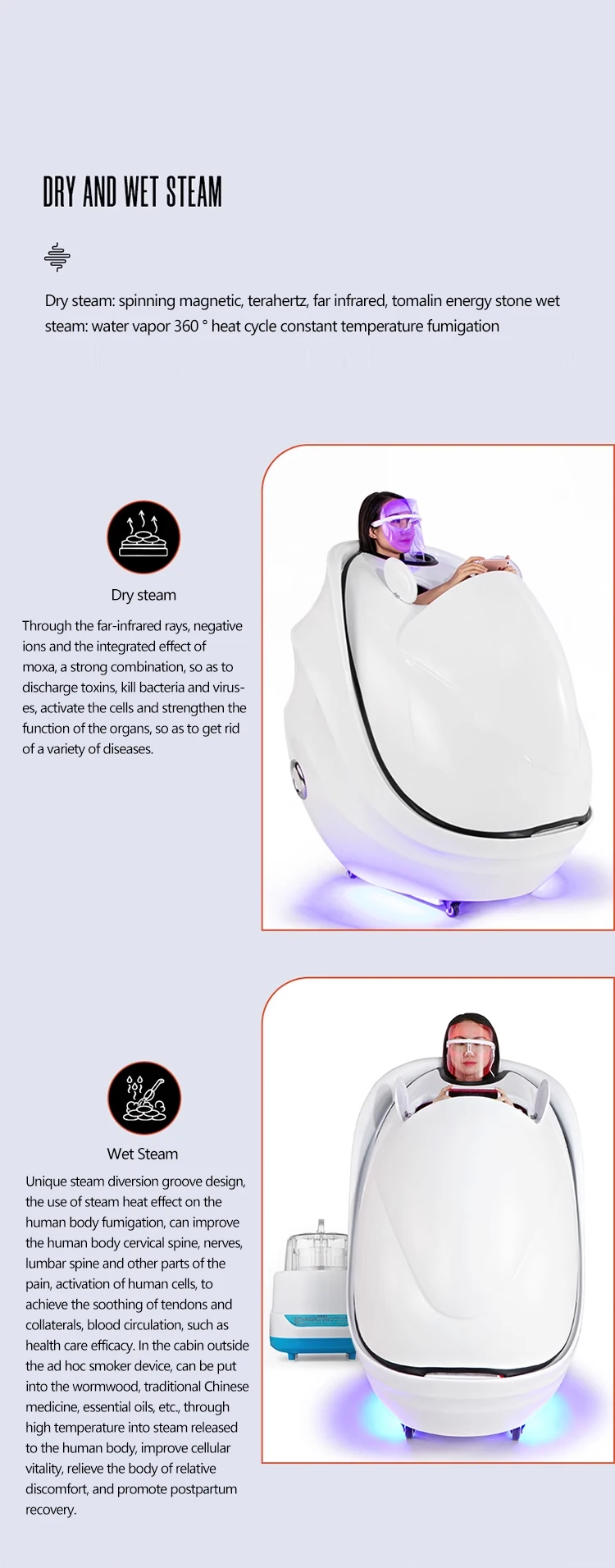 Multifunctional Sauna Capsule Ozone Slimming Spa Capsule Far Infrared Acrylic Colored Light Therapy Ozone Sauna Spa Capsule