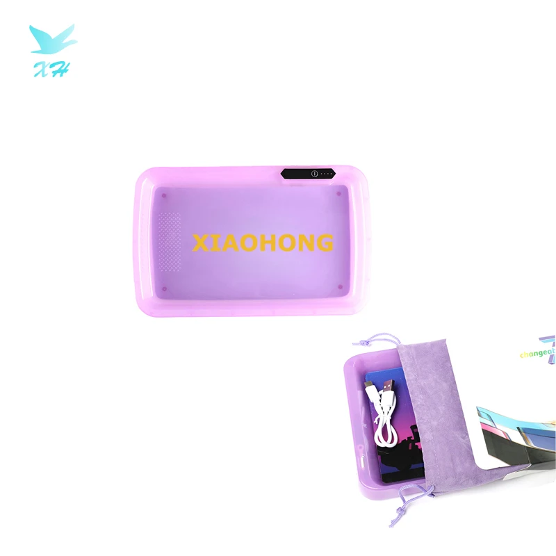 Custom Large LED Light Up Girl Rolling Tray and Grinder with Flash