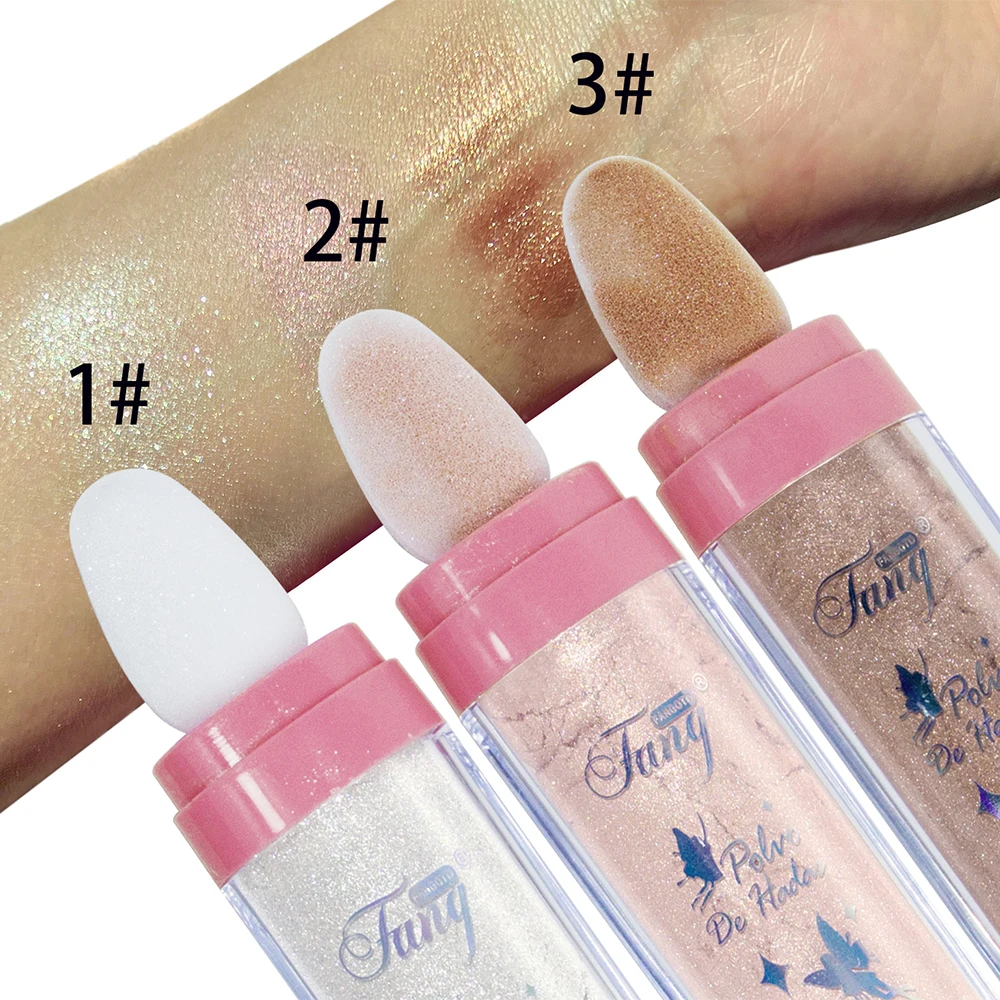Popular Design Velvet Cream Cosmetics Three-Color Face Body Shimmer Highlighter Patting Powder Bronzer Excellent Makeup