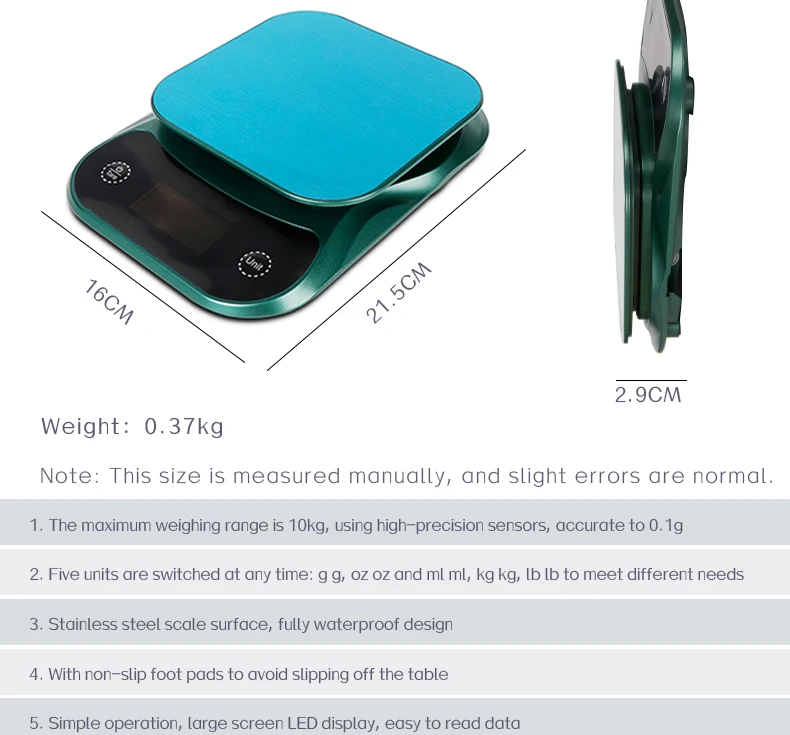Waterproof LCD Display Electronic 5kg Nutritional Weighing Digital Nutrition Kitchen Scale