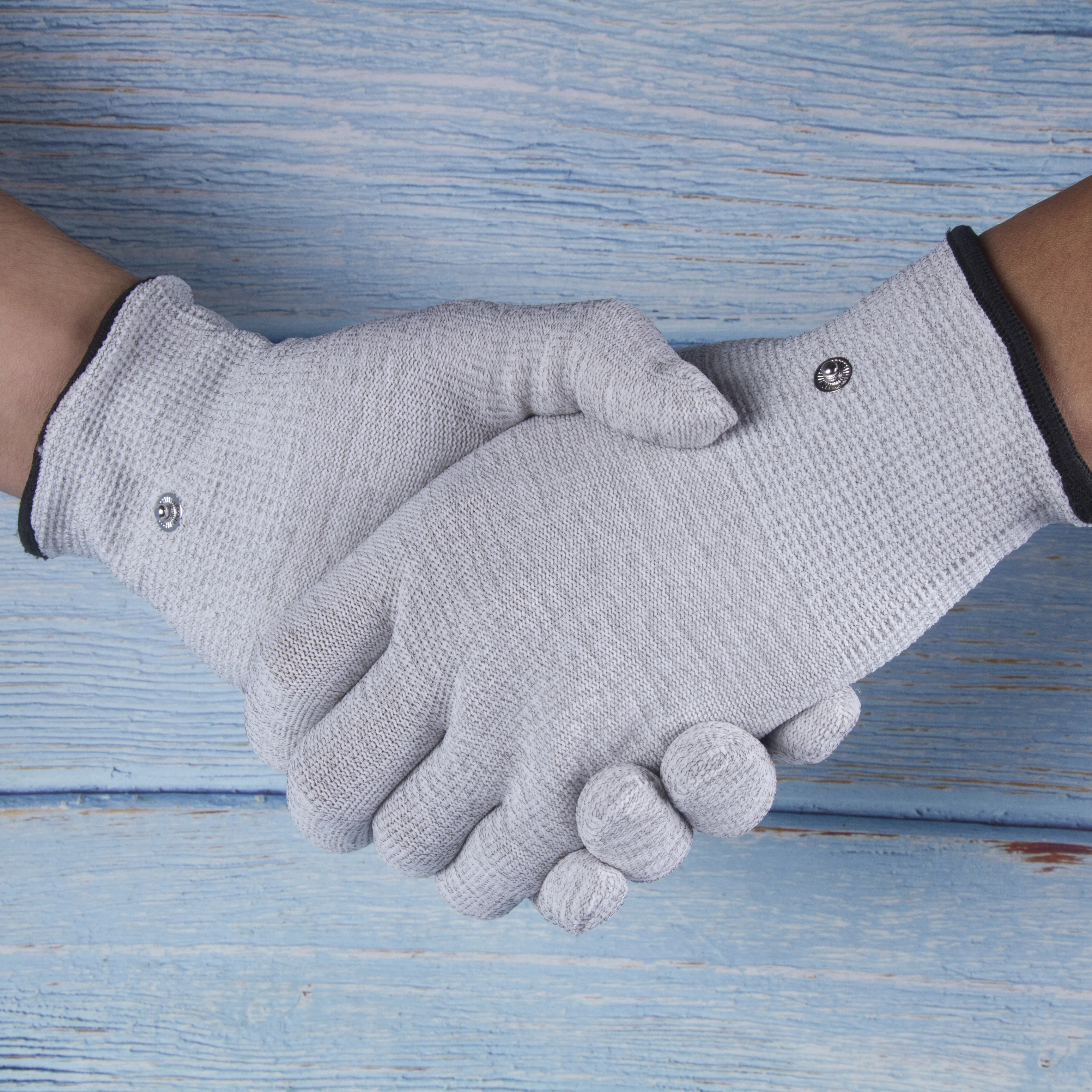 UrGarding Silver Thread Conductive Physical Therapy Gloves with connection snap to cooperate with physical treatment machine