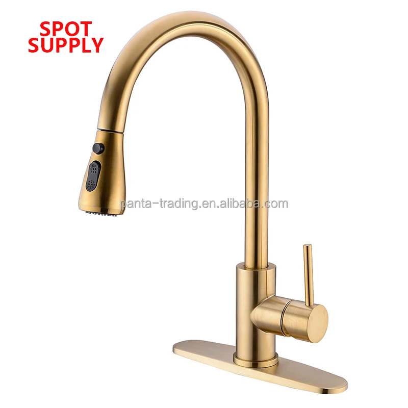 Pull Out Kitchen Faucet Brushed Gold Kitchen Faucet Black Sink Mixer Tap 360 degree rotation kitchen mixer taps