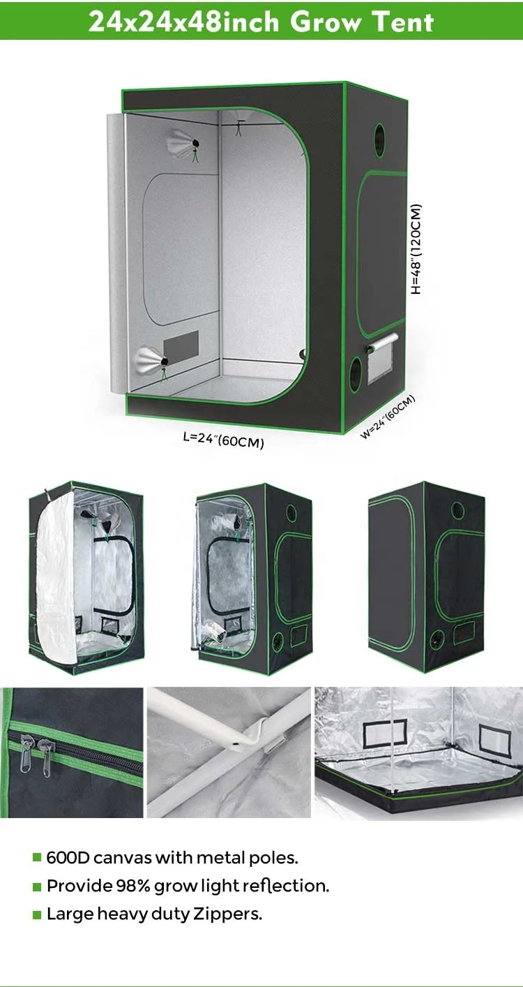 99% Reflective Mylar 600D 60x60x120 Grow Tent For Home Growing