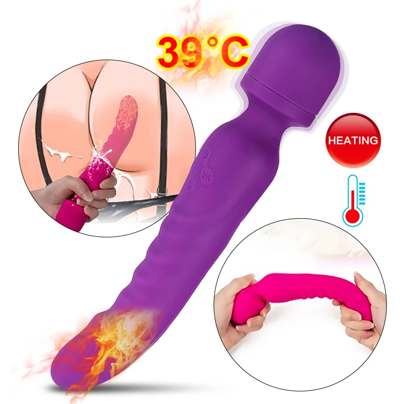 Soft silicone wand bendable intelligent heating sex vibrator for masturbation with wand massager