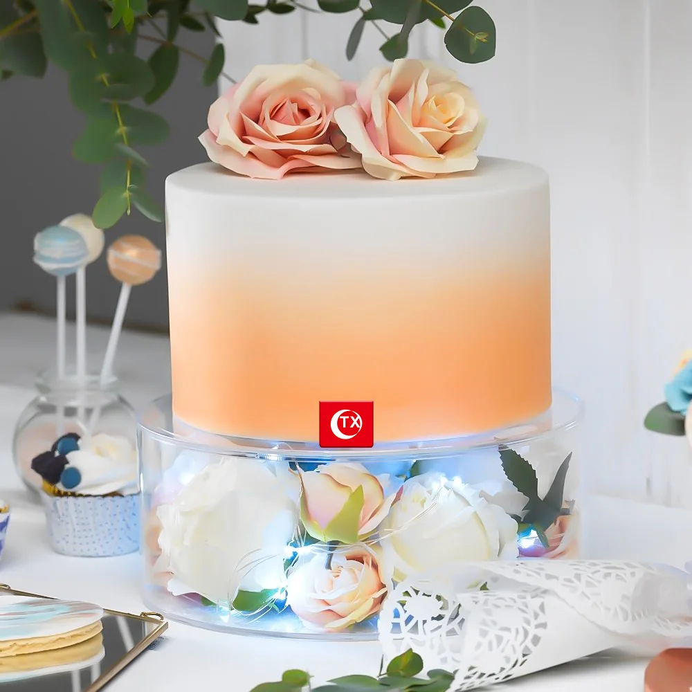 Clear Acrylic Cake Separator Fillable Cake Stand Round Cake Display Stand Floating Cylinder Pedestal Dessert Display Stand
