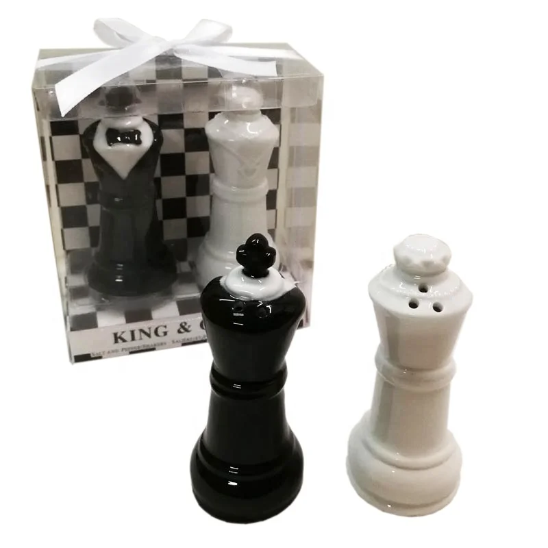 Ywbeyond Wholesale Wedding Guest Souvenirs Ceramic Bride And Groom King And Queen Chess Salt And Pepper Shakers
