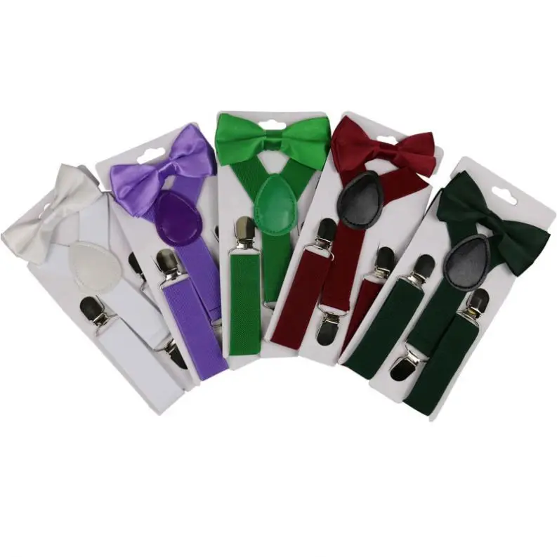 Unisex Children Kids Suspenders  Metal Adjustable Elastic Back Braces Bow Tie Suspenders