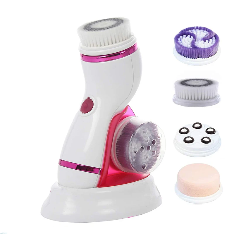 4 in 1 Electric Exfoliator Spin Brush Facial Cleansing Brush with Replaceable Heads