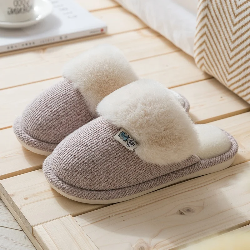 Classic design wholesale faux cony hair fleece indoor slippers for women girls