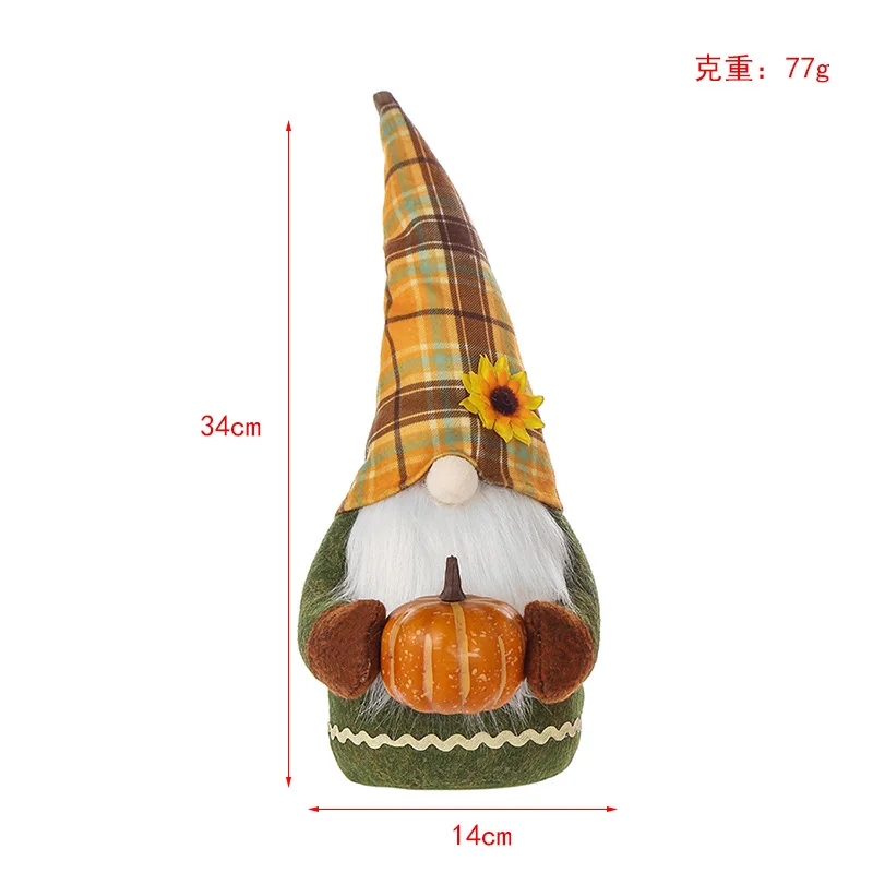 2022 new design cartoon cute gnome doll autumn thanksgiving harvest festival plush decorative doll wholesale