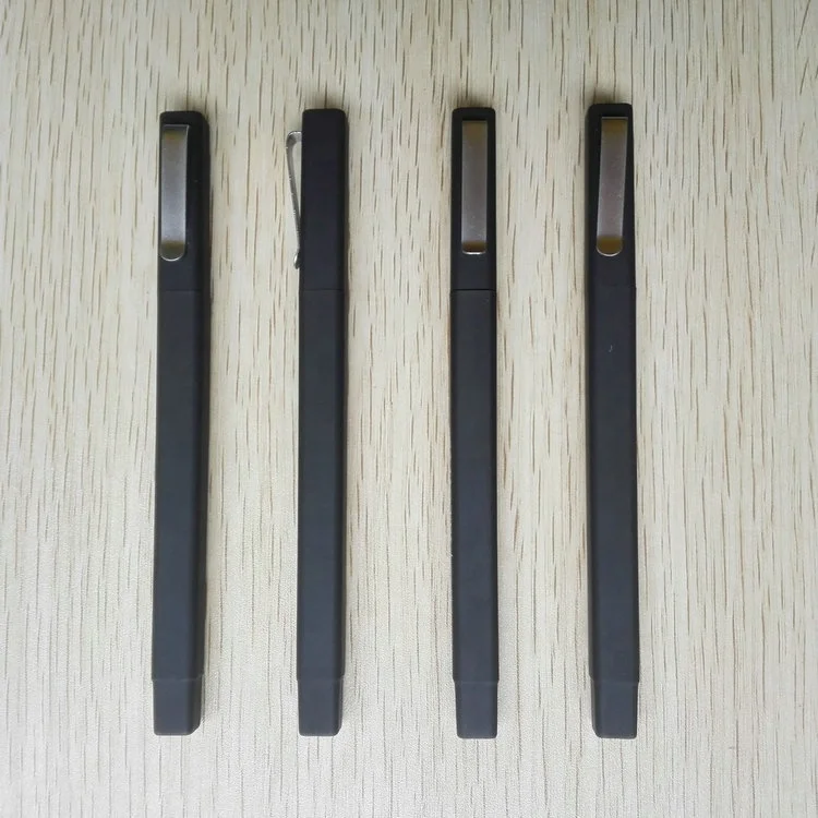 Custom Plastic Promotional Black Rubber Coated Soft Touch Retangular ball pen with corporate LOGO