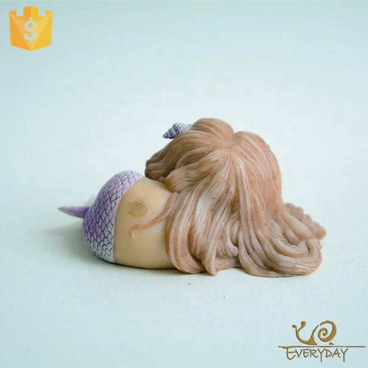 ED11409D OEM Accepted Craft Ornaments Gift Resin Mermaid Figurine Souvenirs Decoration Little Sleep Mermaid Statues Sale