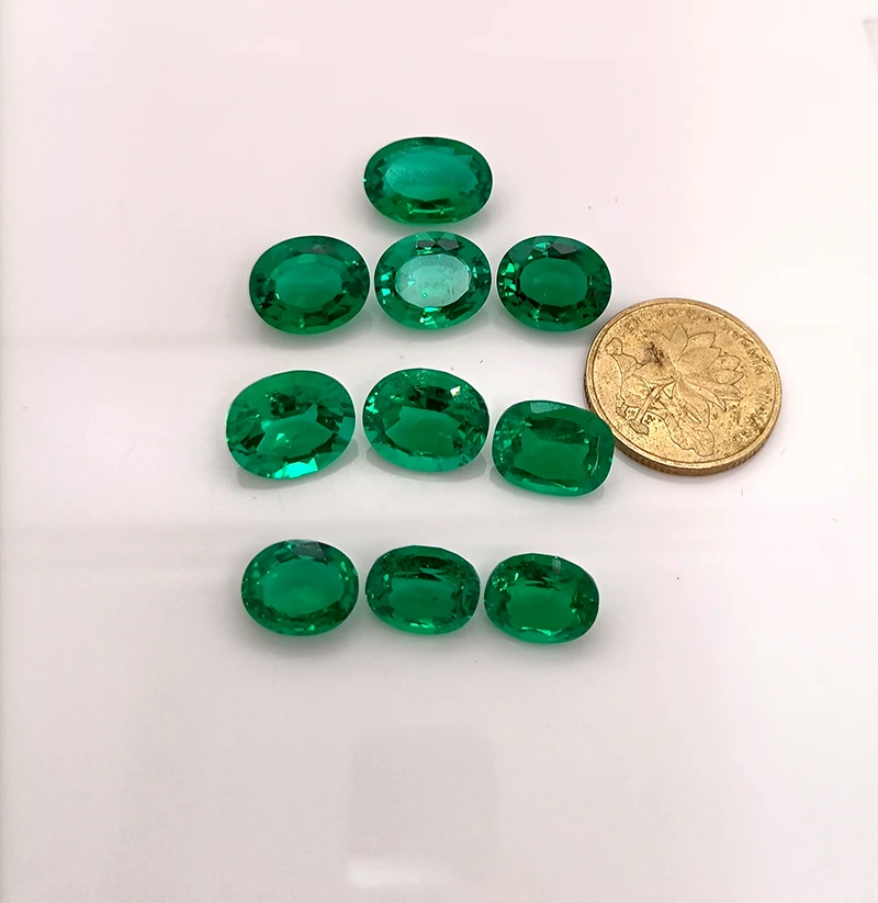 ZHF Wholesale and cut Colombian Lab Grown Emerald Oval  Cut  Hydrothermal Created loose gemstones