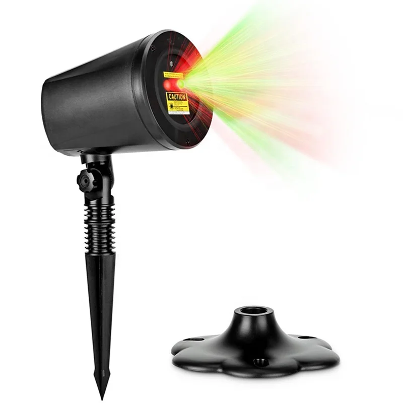 Red Star Green Xmas Tree Stars Shower Motion Laser Light with Night Sensor and Built-in Timer