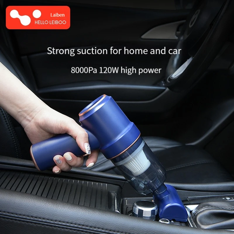 Portable handheld blowing and suction integrated car vacuum cleaner with light mini wireless