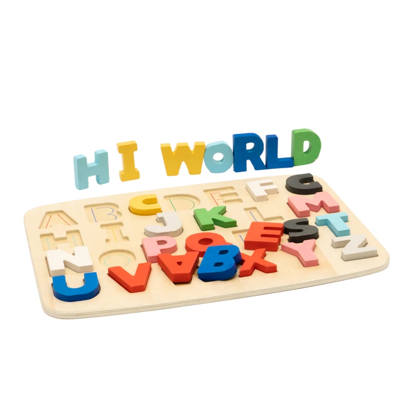 KIU Preschool Wooden Alphabet Puzzles Abc Puzzle Board Letter Puzzle board Toddlers Educational Learning Letters Toy