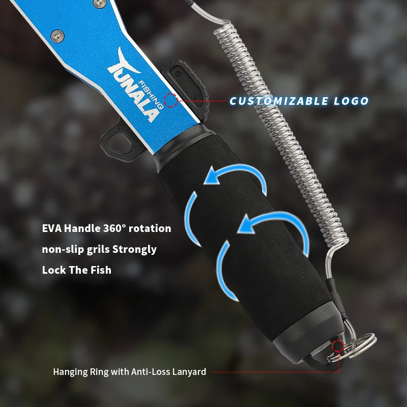 Aluminium  Alloy Fishing Gripper Portable Stainless Steel Straight-Shape Handle Fish Grip Grabber Holder for Fishing