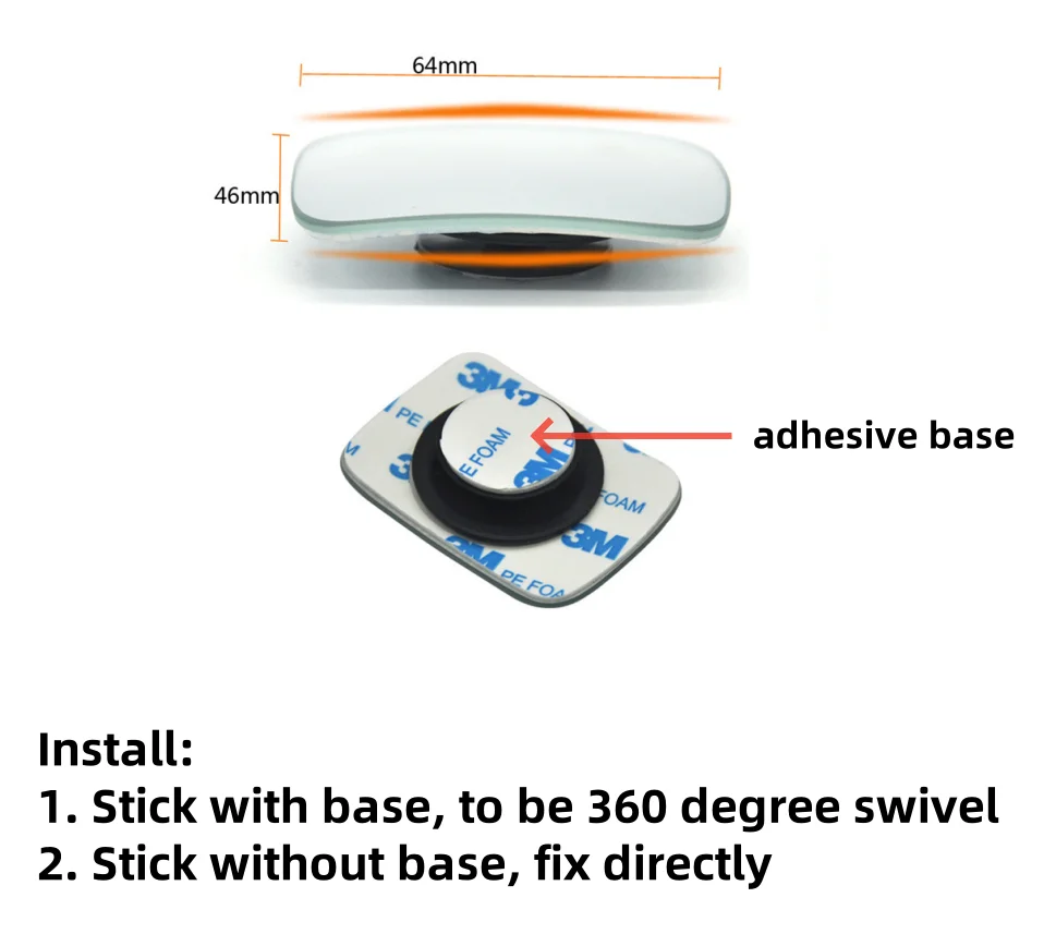 Frameless Rearview Mirror Wide Angle Blind Spot Mirror Adjustable Rearview Convex Mirrors