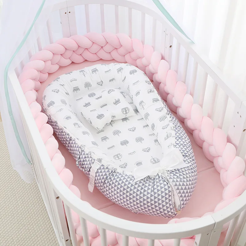 100% cotton luxury newborn baby lounger cot for babies sleep nest pillow for sale