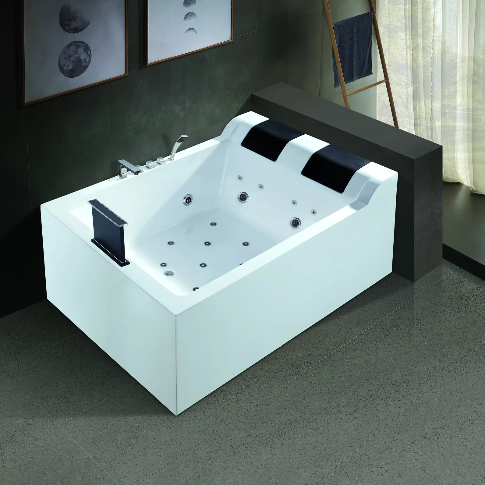 Cheap 2 Person Modern Acrylic White Bath Tub Jet Freestanding Whirlpool Bathtub With Massage Jacuzzis Function Bathtub