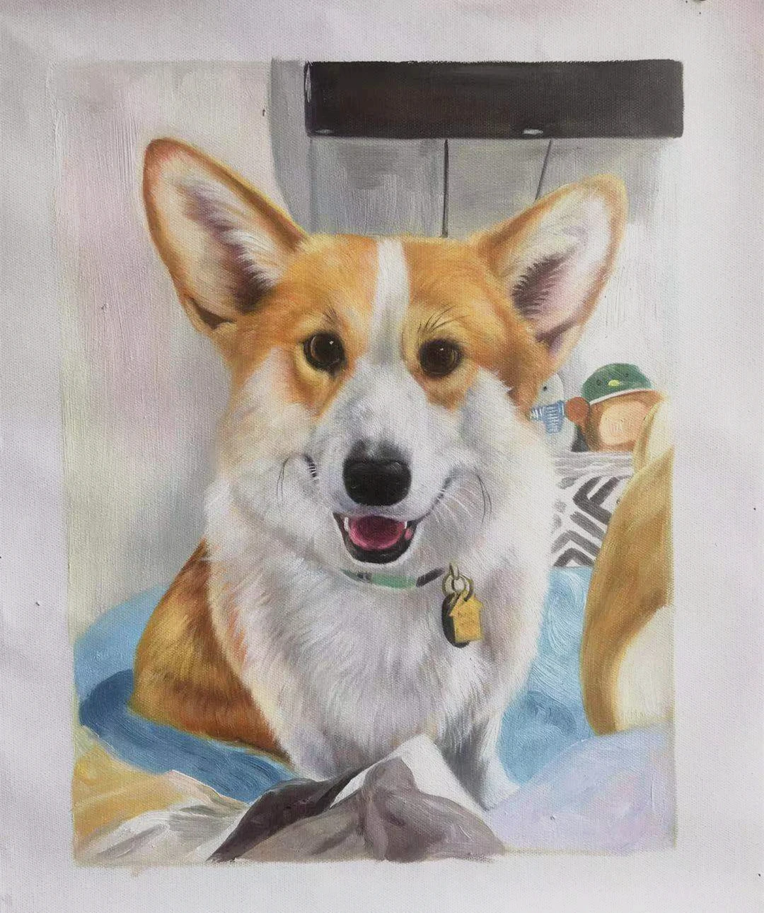 Gift Handmade Canvas Wall Art Custom Pets Dog Oil Painting From Photo