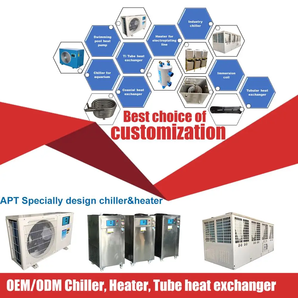 Коррозионно-стойкий охладитель пресной воды для рыбоводства или аквакультуры, охлаждение и нагрев бассейна