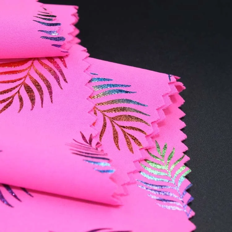 new style polyamide elastane wholesale printing pattern foil printing iridescent sequin fabric
