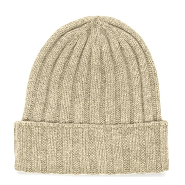 
In Stock Ribbed 100% Cashmere Cap Unisex Adult Winter Blank Plain Fitted Warm Beanie Hat And Caps Knitted 