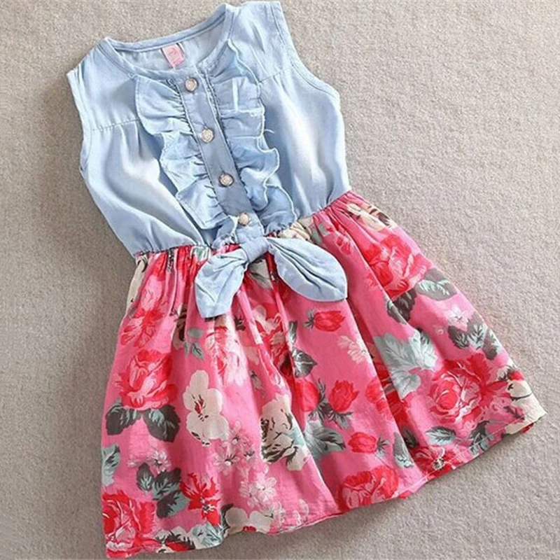 
Summer Mother and Daughter Dresses Family Matching Clothes Women Kids Girl Ruffles Sleeveless Floral Dress Elegant Flower Outfit 