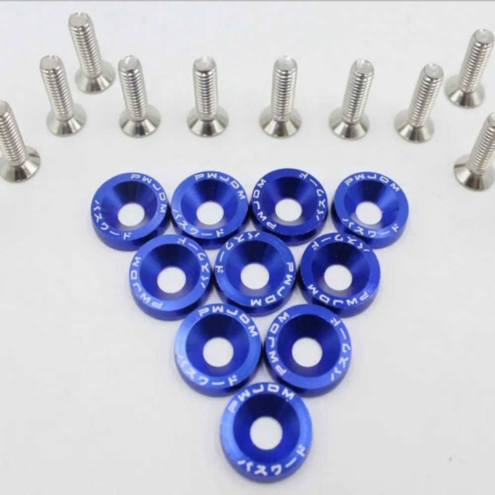 Custom Logo Purple Gold Colors Cnc Fasteners Car Modified M6 Bumper Bolt Set Password Style Jdm Anodized Aluminum Fender Washers