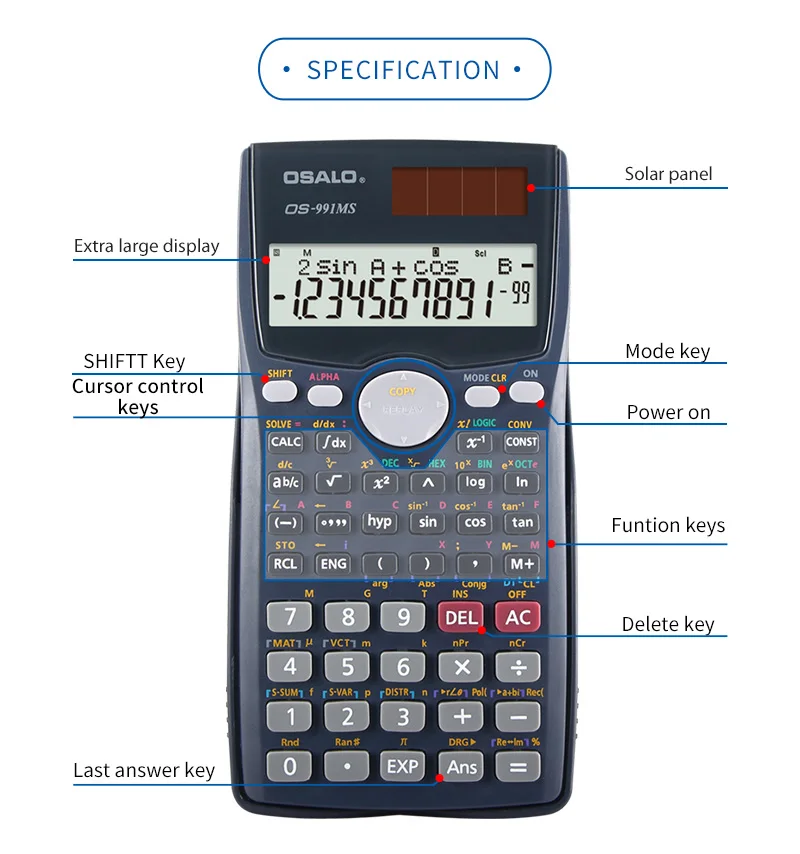 Хит продаж OS-991MS 401 функций калькулятор двойного питания научный поддержка логотипа индивидуальный студенческий